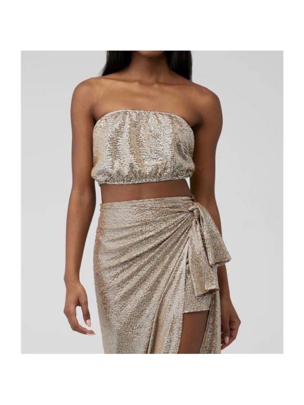 Show Me Your Mumu Metallic Gold Sequin Tube Top Party Festival Club Glam